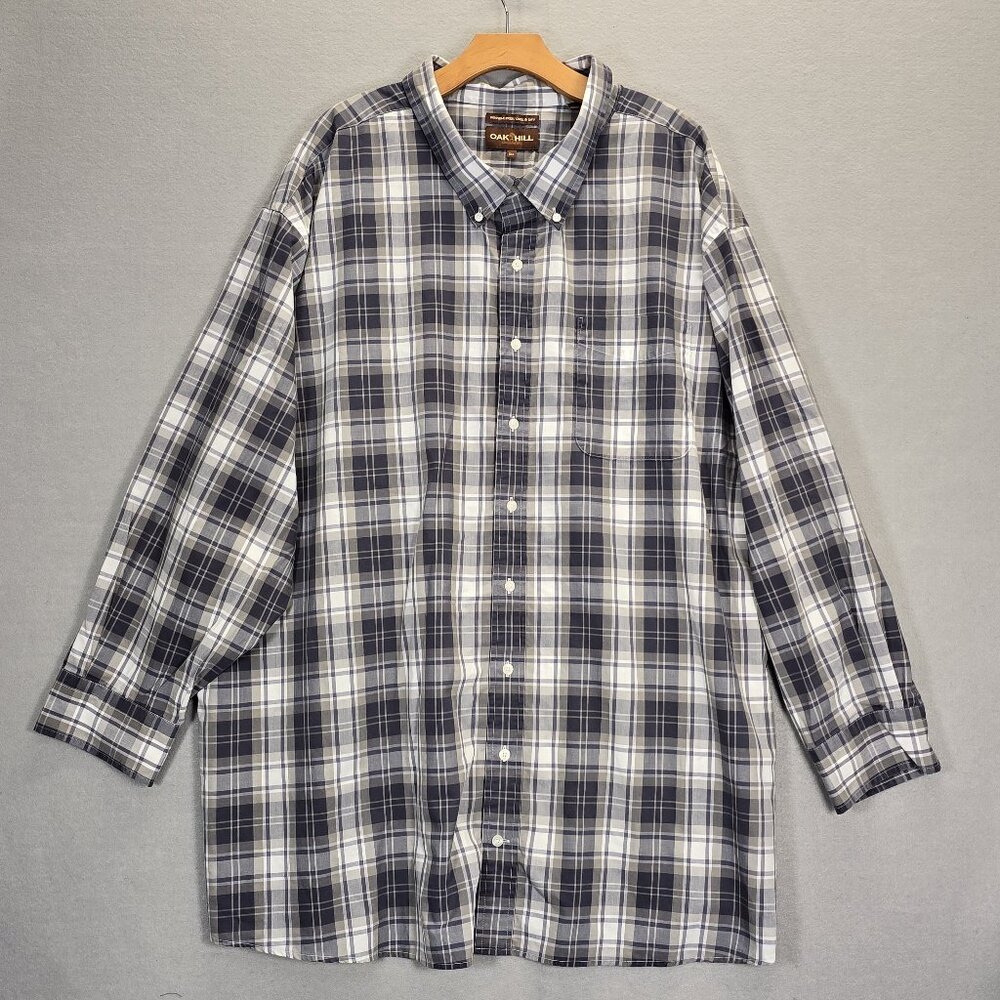 Oak Hill Shirt 5XL Wrinkle Free/Cool & Dry Long Sleeve Button Down Blue Plaid